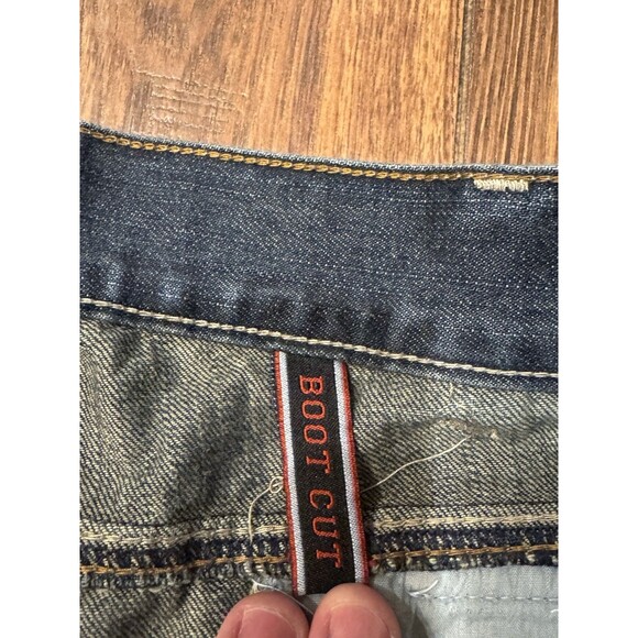 Ecko Unltd Y2K Faded Dark Wash Jeans Baggy 42x32 Faded Grunge Skater Whiskered - Picture 6 of 8